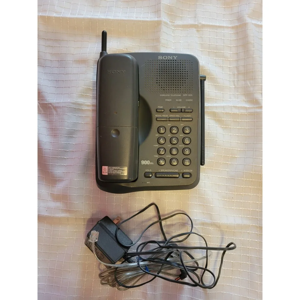 Sony SPP-935 Cordless Telephone 900MHz Speakerphone Intercom Gray Vintage Phone